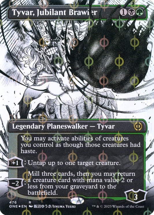 Tyvar, Jubilant Brawler (#476) (Borderless) (Compleat Foil) - (Foil): Phyrexia: All Will Be One
