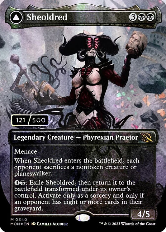 Sheoldred // The True Scriptures (Serial Number) (Borderless) - (Foil): March of the Machine
