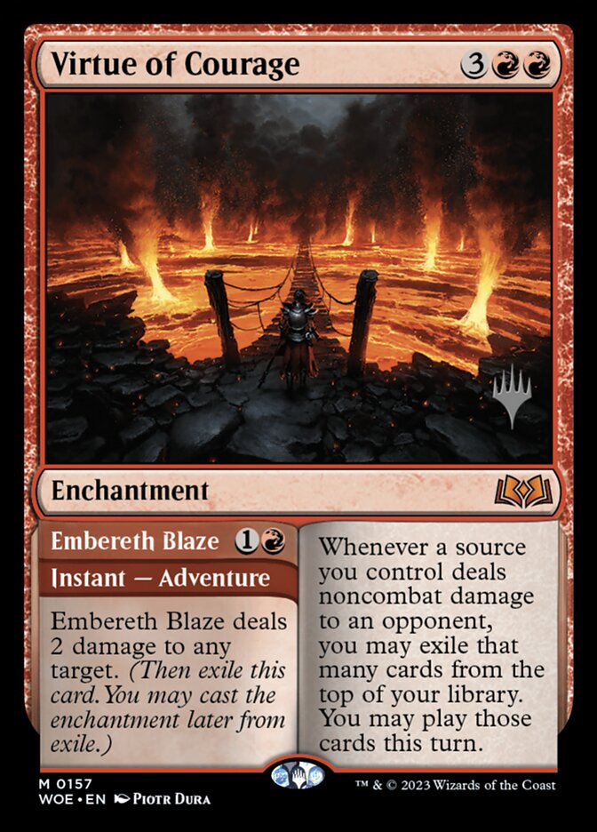 Virtue of Courage // Embereth Blaze (Promo Pack) (Wilds of Eldraine) - (Foil): Wilds of Eldraine Promos
