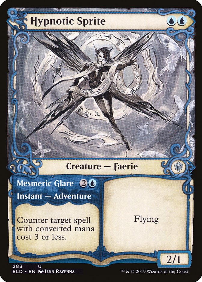 Hypnotic Sprite // Mesmeric Glare - (Foil): Throne of Eldraine