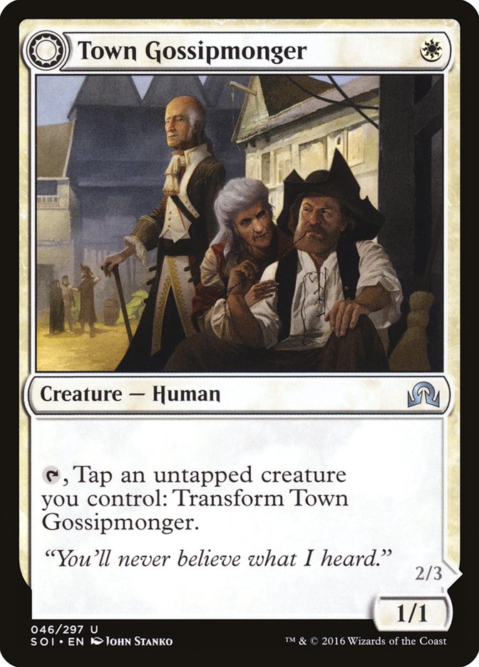 Town Gossipmonger // Incited Rabble: Shadows over Innistrad