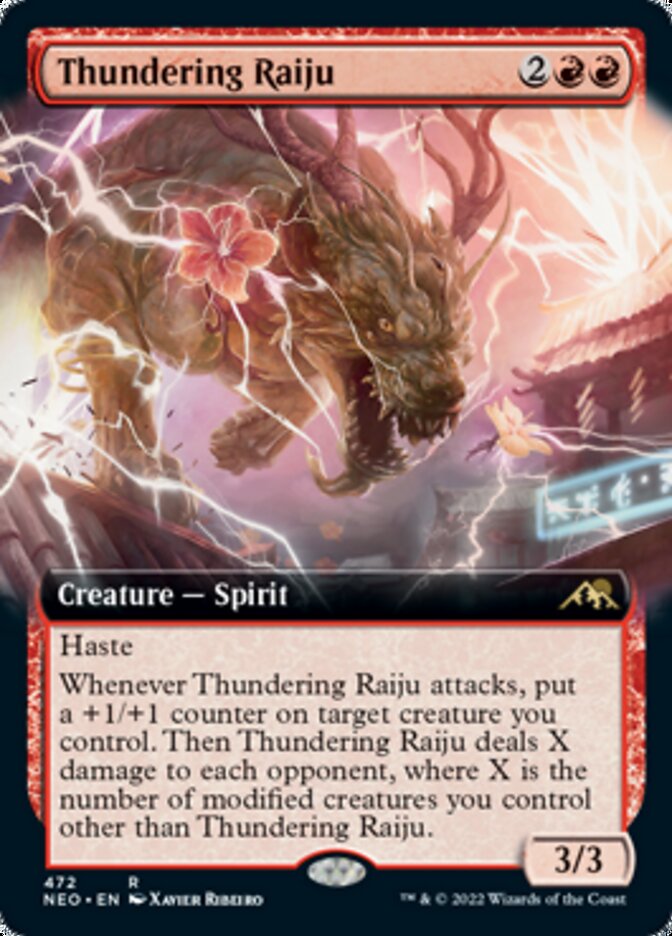 Thundering Raiju (Extended Art) - (Foil): Kamigawa: Neon Dynasty