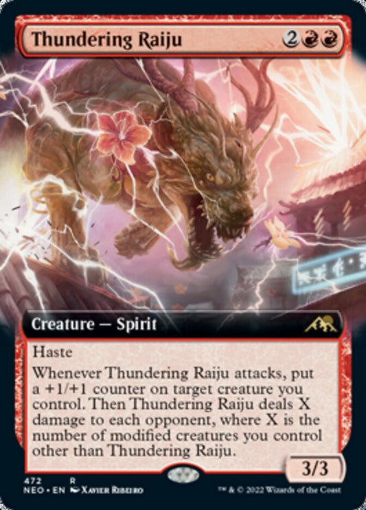 Thundering Raiju (Extended Art) - (Foil): Kamigawa: Neon Dynasty