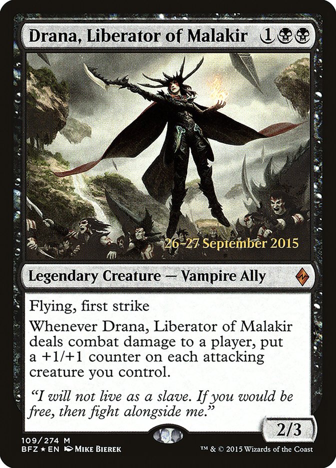 Drana, Liberator of Malakir (Prerelease) (Battle for Zendikar) - (Foil): Battle for Zendikar Promos