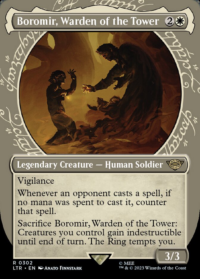 Boromir, Warden of the Tower (Borderless) (Showcase) - (Foil): The Lord of the Rings: Tales of Middle-earth