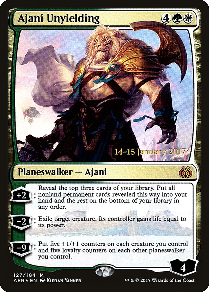 Ajani Unyielding (Prerelease) (Aether Revolt) - (Foil): Aether Revolt Promos