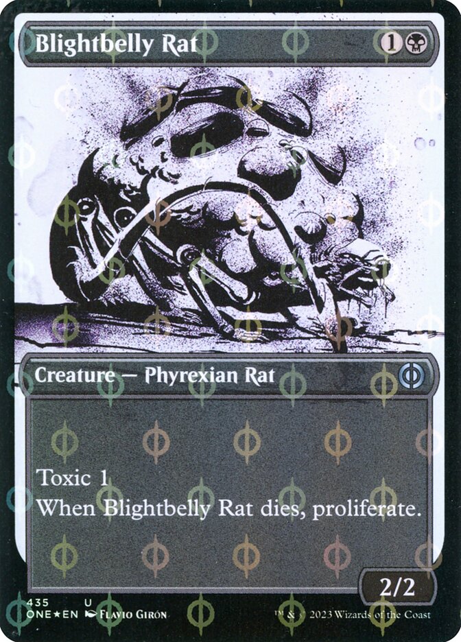 Blightbelly Rat (#435) (Showcase) (Compleat Foil) - (Foil): Phyrexia: All Will Be One