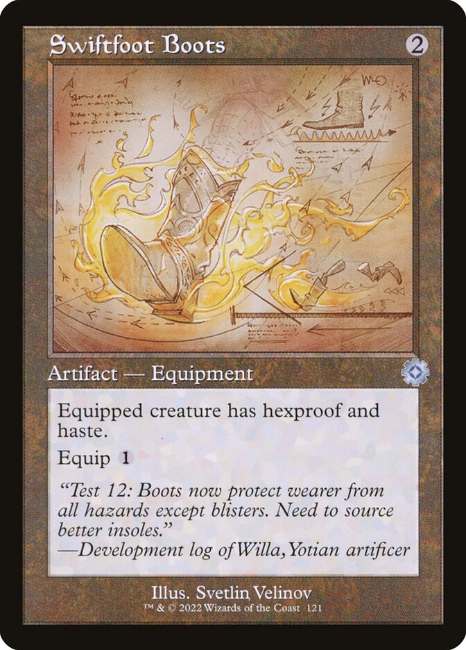 Swiftfoot Boots (#121) (Retro Frame) - (Foil): The Brothers' War Retro Artifacts