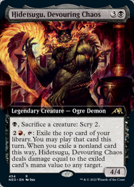 Hidetsugu, Devouring Chaos (Extended Art) - (Foil): Kamigawa: Neon Dynasty