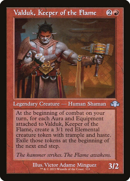 Valduk, Keeper of the Flame (Retro Frame): Dominaria Remastered