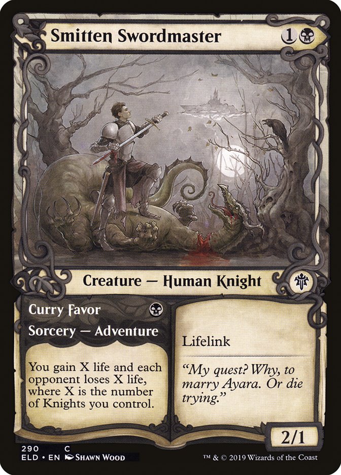Smitten Swordmaster // Curry Favor: Throne of Eldraine