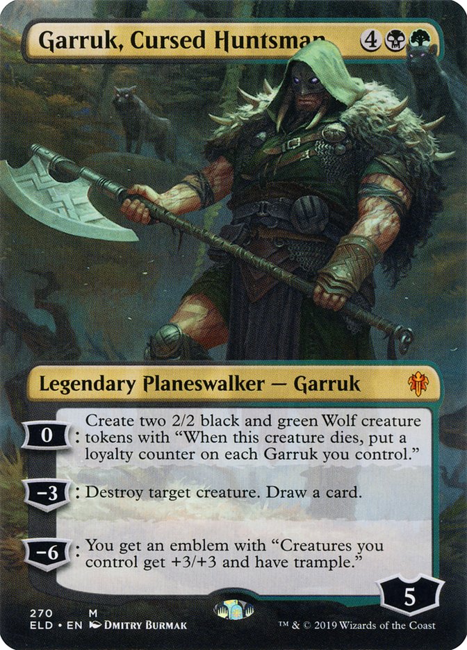 Garruk, Cursed Huntsman (Borderless) - (Foil): Throne of Eldraine