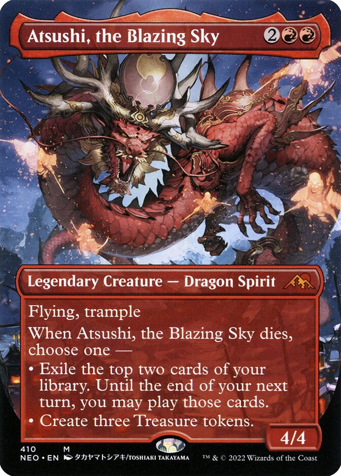 Atsushi, the Blazing Sky (Borderless) - (Foil): Kamigawa: Neon Dynasty