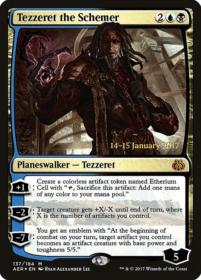 Tezzeret the Schemer (Prerelease) (Aether Revolt) - (Foil): Aether Revolt Promos