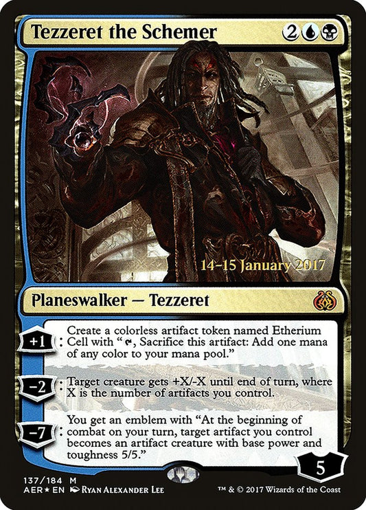 Tezzeret the Schemer (Prerelease) (Aether Revolt) - (Foil): Aether Revolt Promos