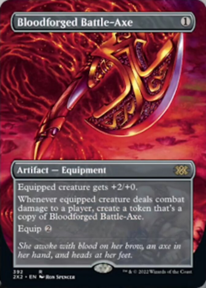 Bloodforged Battle-Axe (Borderless) - (Foil): Double Masters 2022