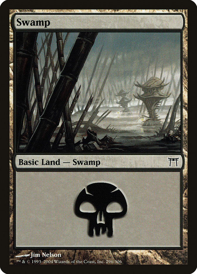 Swamp (#296) - (Foil): Champions of Kamigawa