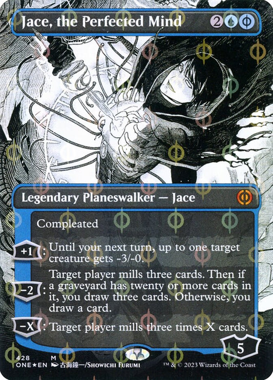 Jace, the Perfected Mind (#428) (Borderless) (Compleat Foil) - (Foil): Phyrexia: All Will Be One