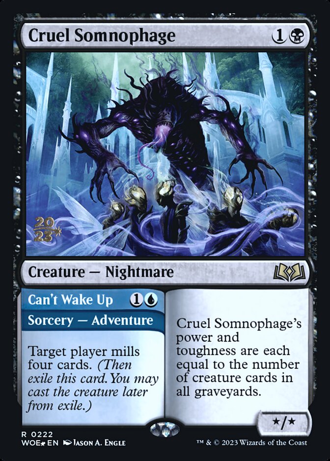 Cruel Somnophage // Can't Wake Up (Prerelease) (Wilds of Eldraine) - (Foil): Wilds of Eldraine Promos