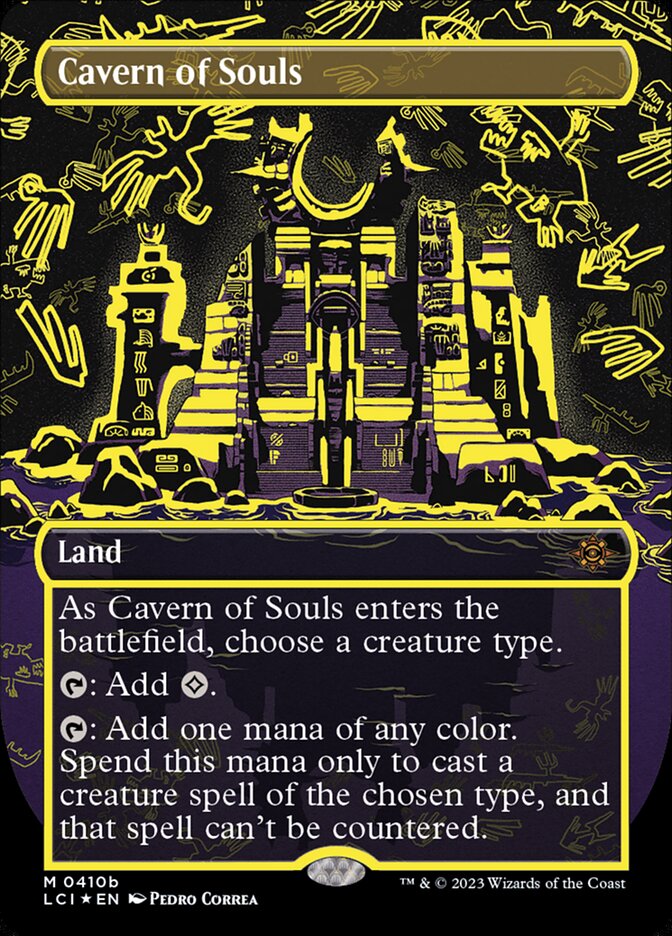 Cavern of Souls (Borderless) (Neon Ink Yellow) (WPN Premium) - (Foil): Lost Caverns of Ixalan