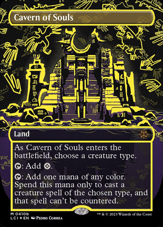 Cavern of Souls (Borderless) (Neon Ink Yellow) (WPN Premium) - (Foil): Lost Caverns of Ixalan