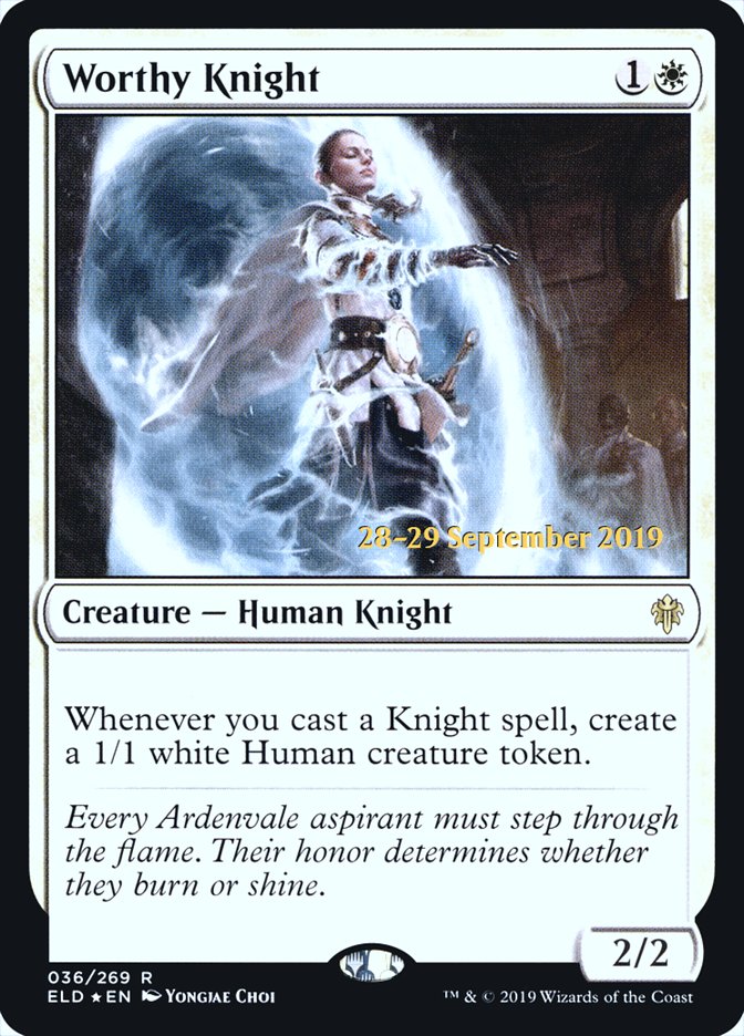 Worthy Knight (Prerelease) (Throne of Eldraine) - (Foil): Throne of Eldraine Promos